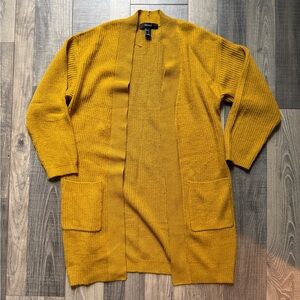 Forever 21 Yellow Cardigan Sweater Long Sleeve Open Front